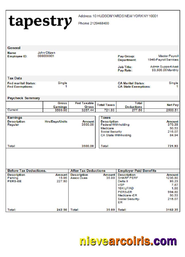 USA apparel company employee sheet